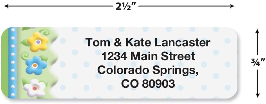 Colorful Images Frosting Flowers Rolled Personalized Return Address Mailing Labels with Dispenser, Customize with Name & Shipping Address, 500 ¾” x 2½” Self Adhesive, Easy Peel Label Roll
