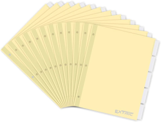 5-Tab Binder Dividers for 3 Ring Binder, Insertable Clear Big Tabs, Bulk Letter Size Paper Divider, 8.5 x 11 inch, 12 Sets (60 Dividers Total)