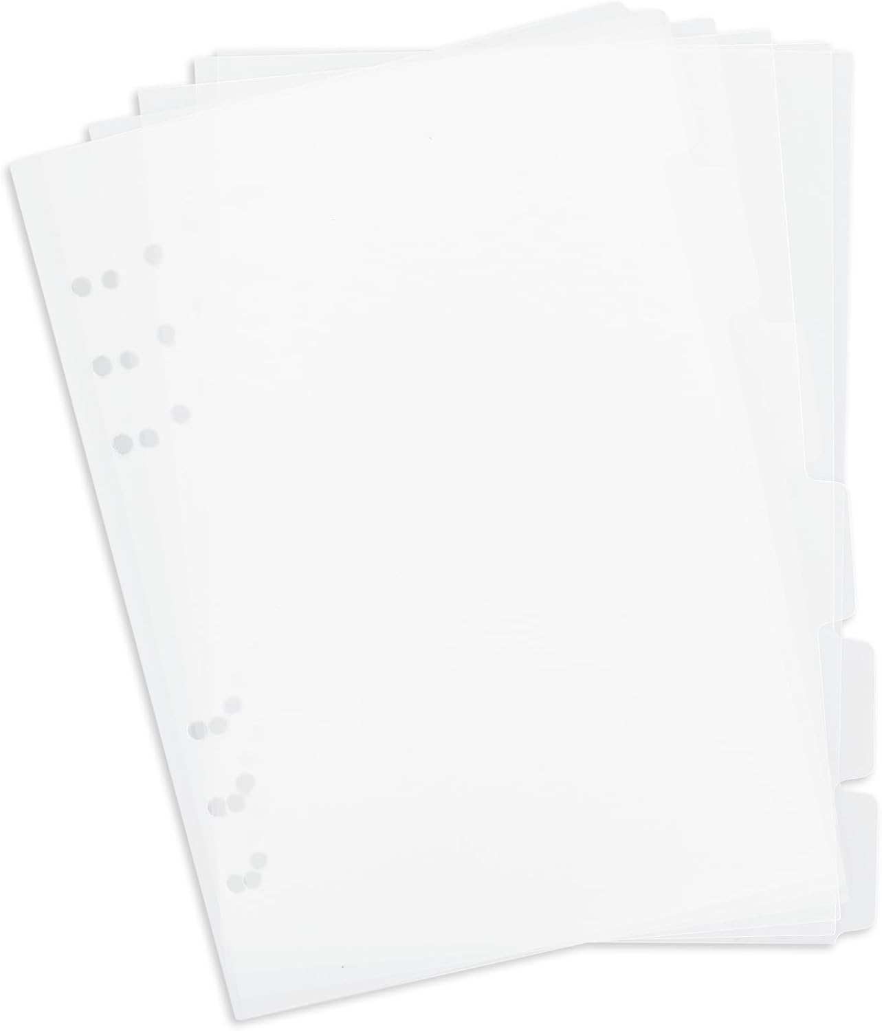 6 Ring A5 Binder Dividers - Clear Plastic Index Dividers with Tabs (6 Pack)