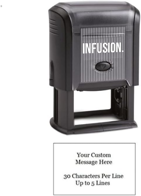 Infusion Self-Inking Custom Rubber Stamp (Personal or Business Use) - Choose from 16 Colors (1-1/4" x 2")