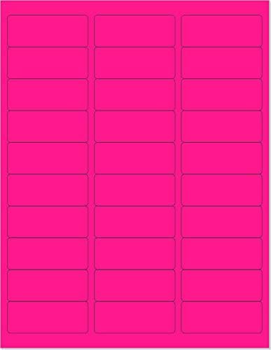 8-1/2 x 11" Neon Color High Light Fluorescent Labels for Laser & Inkjet Printer (Pink Fluorescent, 1" x 2-5/8" - 30 Per Page | 30,000 Labels)