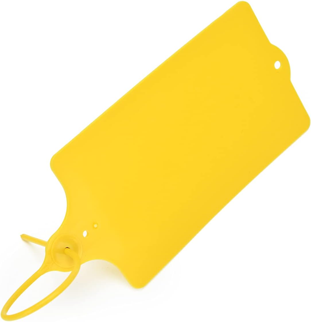 100 Plastic Tags Shipping Tags Water Proof Tags for Labeling Shipping Labels Security Seals Writable Marker Ties Hanging Tags Storage Tag with One Marker Pen (Yellow)