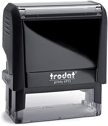 Trodat 4913 Self Ink Notary Stamp - Rectangular, 7/8" x 2-3/8", Plastic, Black, Red, or Blue