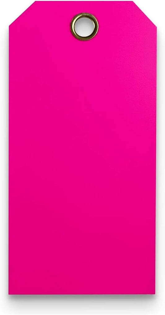 Tags 4 Less 15 Mil Waterproof Plastic Tags, Pack of 100 – 3” x 6” Heavy Duty Plastic Tags for Labeling, Outdoor Tagging, Equipment Labeling, Luggage, Valves & More (Fluorescent Pink)