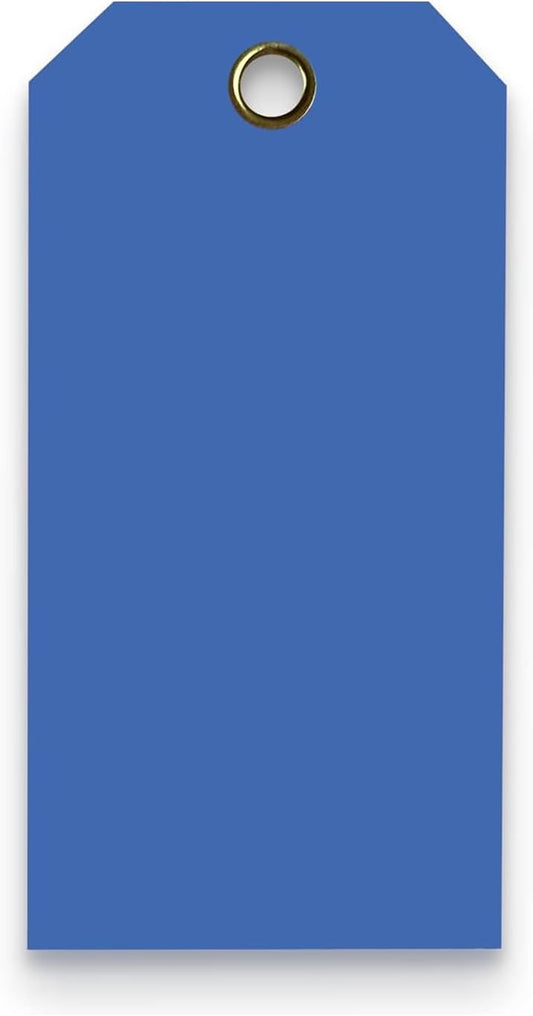 Tags 4 Less 15 Mil Waterproof Plastic Tags, Pack of 100 – 3” x 6” Heavy Duty Plastic Tags for Labeling, Outdoor Tagging, Equipment Labeling, Luggage, Valves & More (Dark Blue)