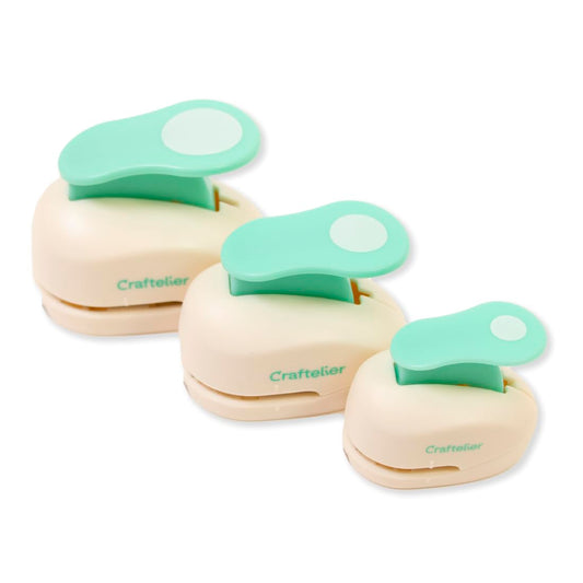 Craftelier - Paper Punch Set | 3/8", 5/8" & 1" Shape Hole Puncher for Paper Crafts | Round Hole Punch to Create Scrapbooks, DIY Cards & Journals | Craft Punch Set for Cardstock.