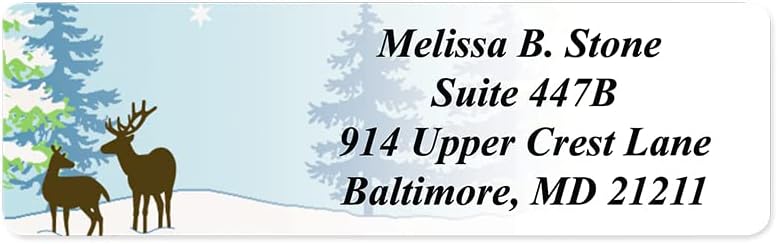 Festive Deer Designer Rolled Address Labels with Elegant Plastic Dispenser