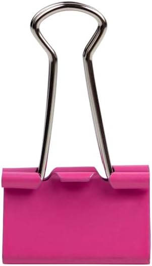 JAM PAPER Colorful Binder Clips - Medium - 1 1/4 Inch (32 mm) - Pink Binderclips - 15/Pack