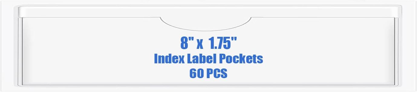 Origin-Joy 60 PCS Self Adhesive Index Card Pockets with Top Open, Clear Plastic Label Holder for Cards of Note, Library and Business, Adhesive Label Pockets & Card Holder (8 x 1.75 inch)