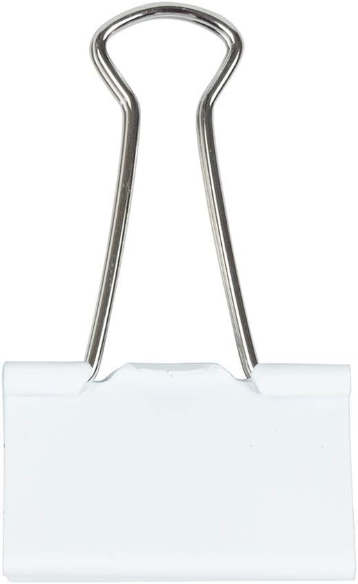 JAM PAPER Colorful Binder Clips - Large - 1 1/2 Inch (41 mm) - White Binderclips - 12/Pack