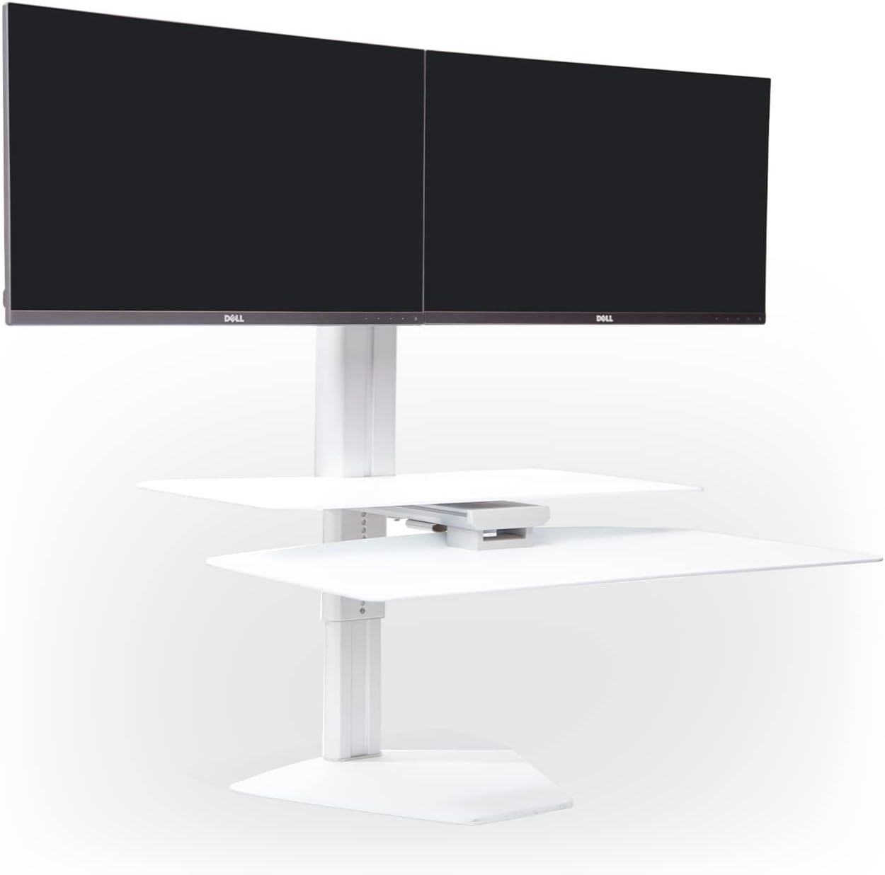 Perfect POSTURE Sit2Stand Standing Desk Converter with Dual Monitor Crossbar - 18” Height Adjustable Sit-Stand Workstation - Silver/White