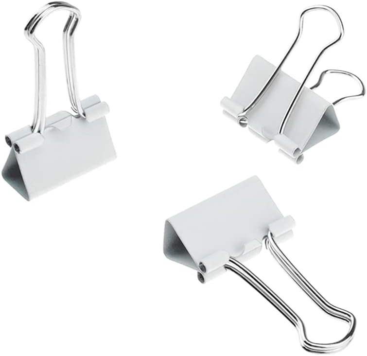 HAHIYO Binder Clips Paper Clamps Spring Steel Sturdy Small 0.75 inches Width 0.2 Inch Capacity No Sharp Edges Heavy Duty Tight Grip Reusable White Metal Bright Finish for Home Office School 30 Pack