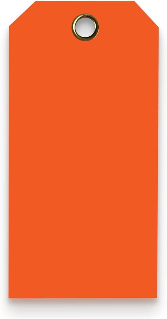Tags 4 Less 15 Mil Waterproof Plastic Tags, Pack of 100 – 4” x 8” Heavy Duty Plastic Tags for Labeling, Outdoor Tagging, Equipment Labeling, Luggage, Valves & More (Orange)