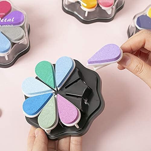 Petal Ink Pads for Rubber Stamps Waterdrop Shaped Stamp Pads with 8 Assorted Colors (Set 1003)