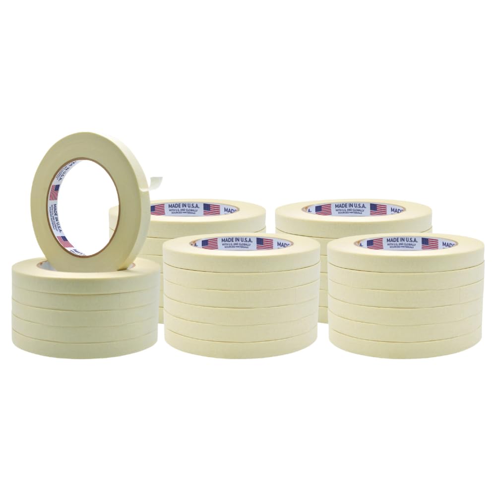 WOD MT5 Utility Grade Masking Tape, 3/8 inch x 60 yds. (Pack of 96) for Home or Office air-Dry Painting, Labeling, & Packing. Leaves no Residue