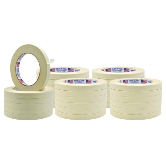 WOD MT5 Utility Grade Masking Tape, 1/2 inch x 60 yds. (Pack of 72) for Home or Office air-Dry Painting, Labeling, & Packing. Leaves no Residue