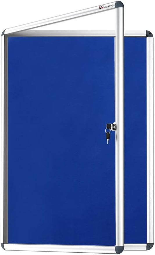 VIZ-PRO Tamperproof Lockable Noticeboard Class 1 Aluminium Framed 36x24 Inches