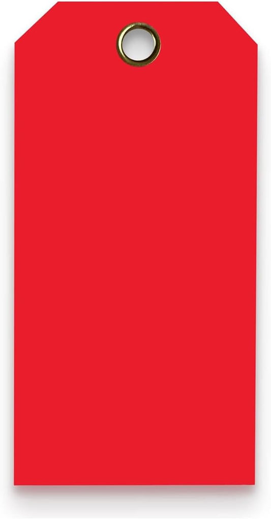 Tags 4 Less 15 Mil Waterproof Plastic Tags, Pack of 100 – 4” x 8” Heavy Duty Plastic Tags for Labeling, Outdoor Tagging, Equipment Labeling, Luggage, Valves & More (Red)
