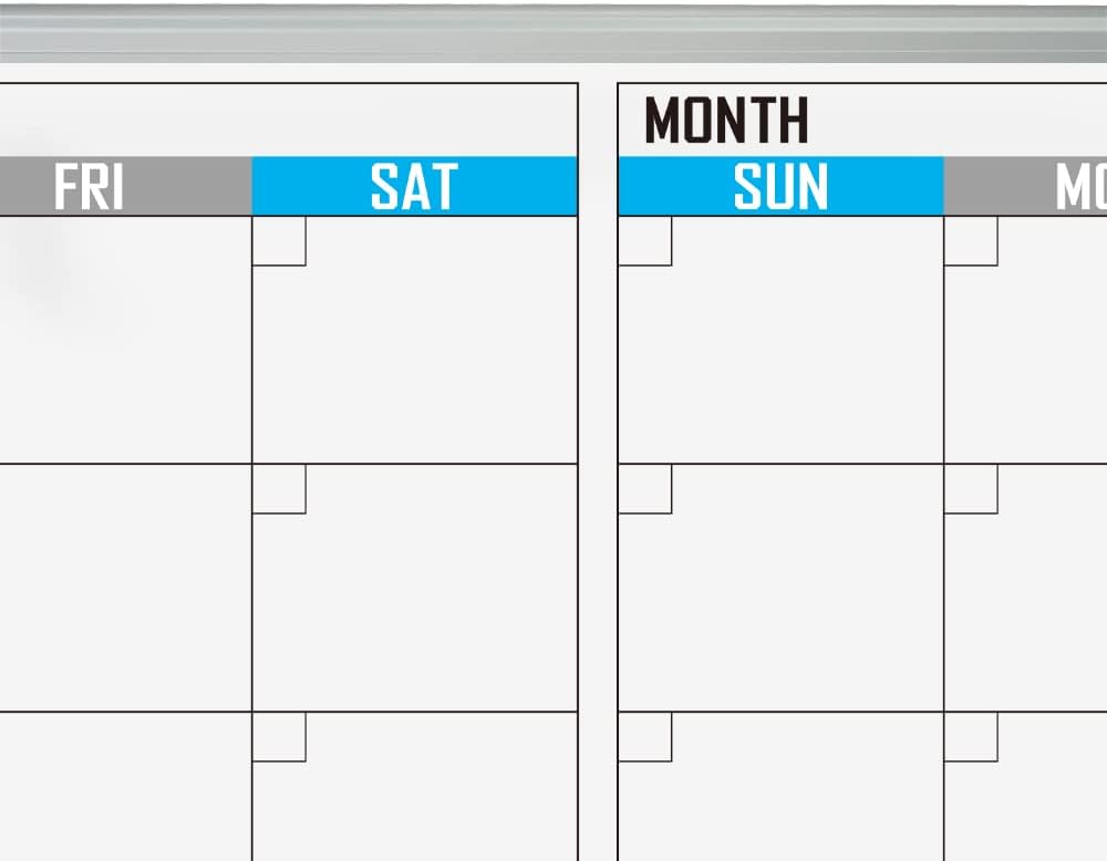 XBoard Magnetic Calendar Whiteboard 48" x 36" - 4 Month Colorful Calendar Dry Erase Board for Monthly Planning, Silver Aluminium Framed