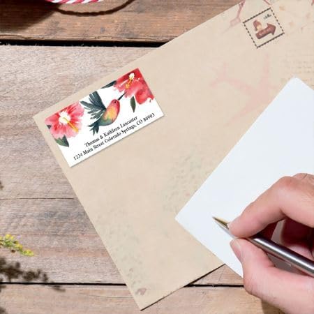 Spring Humming Personalized Deluxe Address Labels - Set of 144 (2 Designs), Self-Adhesive, Large Flat-Sheet Select Labels