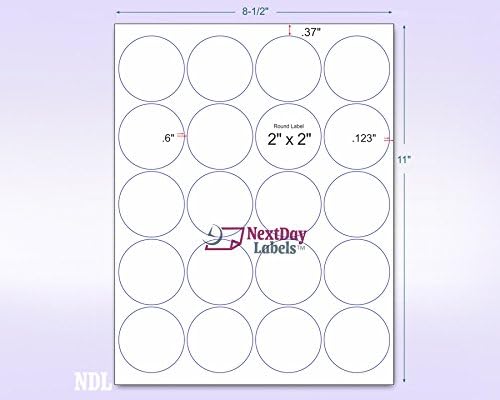 NextDayLabels - 8-1/2 x 11" Neon Color High Light Fluorescent Labels for Laser & Inkjet Printer (Pink Fluorescent, 2" Round - 20 Per Page | 500 Labels)