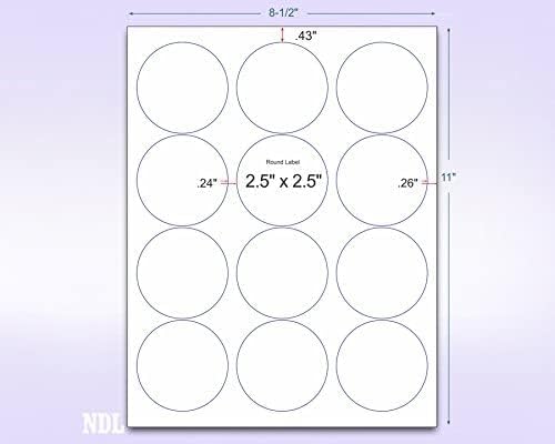 Pack of 100 Sheets, 8-1/2 x 11" Fluorescent Labels for Laser & Inkjet Printer (Orange Fluorescent, 2-1/2" Round - 12 per Page, 1200 Labels)