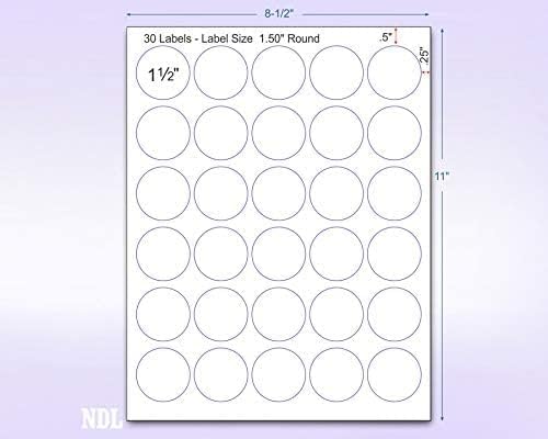 Pack of 100 Sheets, 8-1/2 x 11" Fluorescent Labels for Laser & Inkjet Printer (Green Fluorescent, 1.5" Round 30 per Page, 3000 Labels)