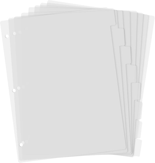 3 Ring Frosted Transparent Binder Dividers, 8 Tab Clear Dividers, A4 Size, Sturdy Plastic, Aesthetic, 3 Hole Punch