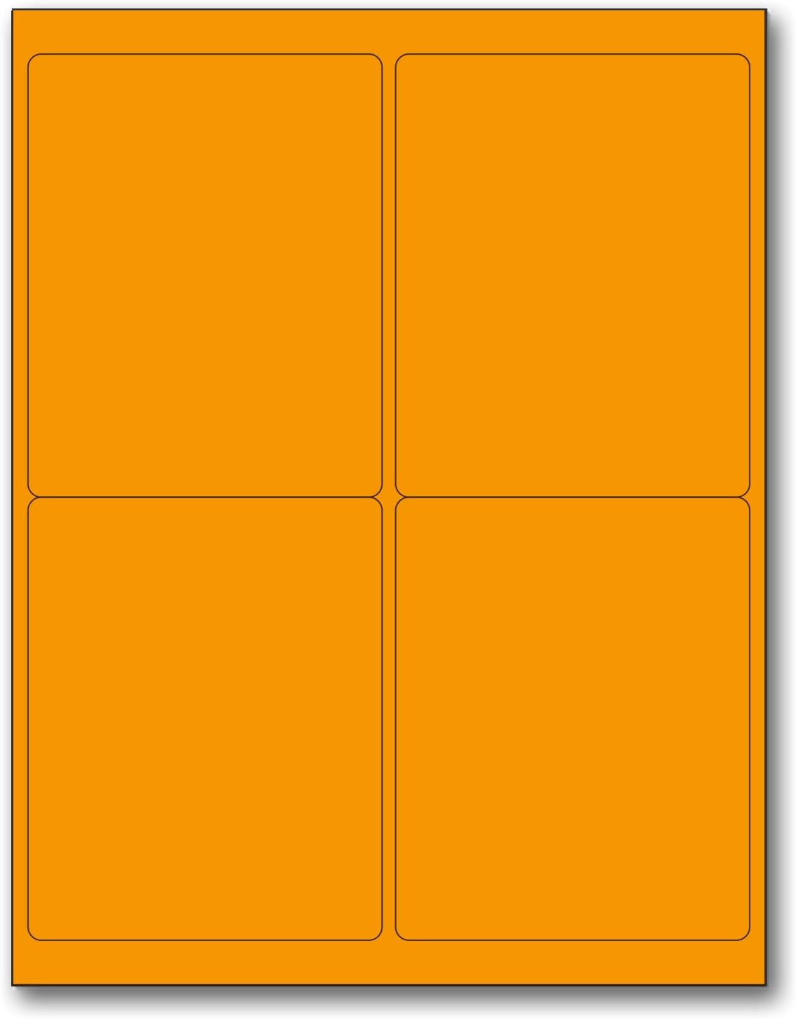 NextDayLabels - 8-1/2 x 11" Neon Color High Light Fluorescent Labels for Laser & Inkjet Printer (Orange Fluorescent, 4 x 5" - 4 Per Page | 400 Labels)
