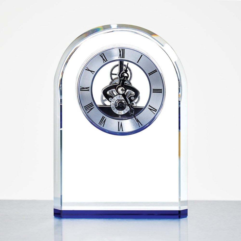 Baudville Blue Accent Arched Skeleton Clock - Personalized Engraving Up to Three Lines and Pre-Written Verse Selection