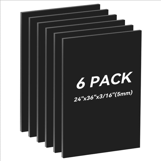 6PACK Black Foam Board 24x36×3/16 inches,5MM Poster Board for DIY Projects High Quality Blank Board Perfect for Arts Crafts School Projects Presentation Displays