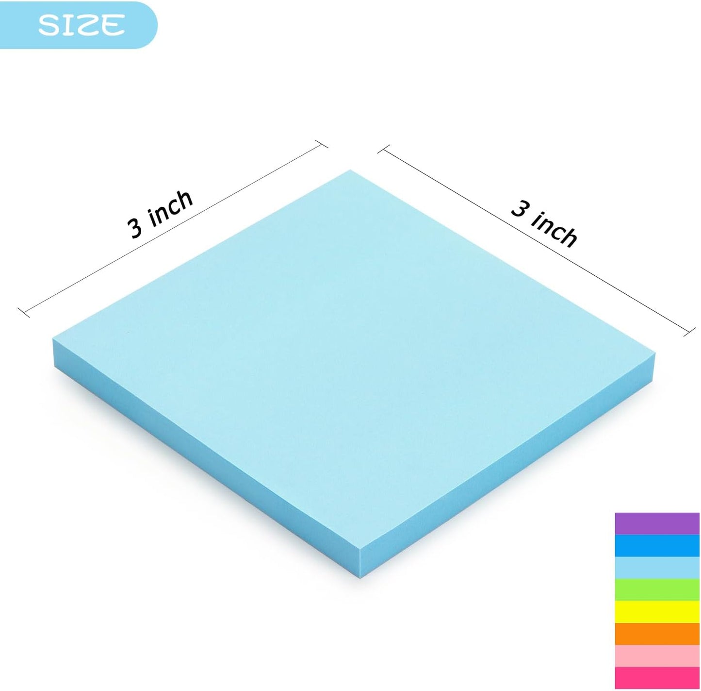 Early Buy Sticky Notes 8 Bright Color 8 Pads Self-Stick Notes 3 in x 3 in, 60 Sheets/Pad