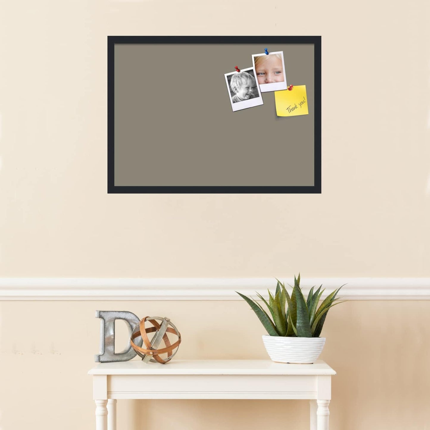 PinPix 28x20 Inch Cork Bulletin Board. This Decorative Framed Pin Board Comes with Pewter Design and a Satin Black Frame. Ideal for Home Office Decor or Message Board (PinPix-1812)