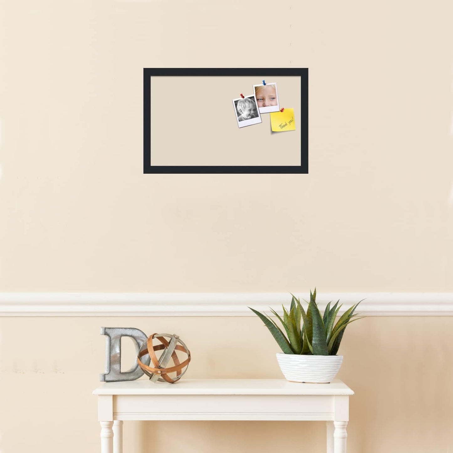 PinPix 20x12 Inch Cork Bulletin Board. This Decorative Framed Pin Board Comes with Desert Pastel Design and a Satin Black Frame. Ideal for Home Office Decor or Message Board (PinPix-1815)