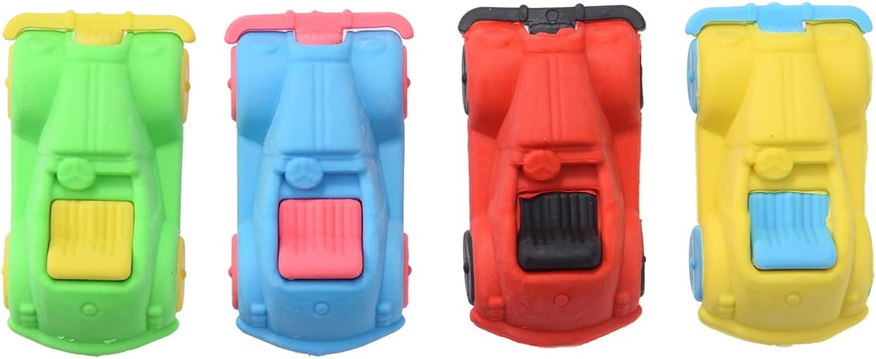 12 Pack Multicolor 3D Car Erasers for Kids, Fun Take Apart Erasers for School Supplies Prize Gifts Party Favors