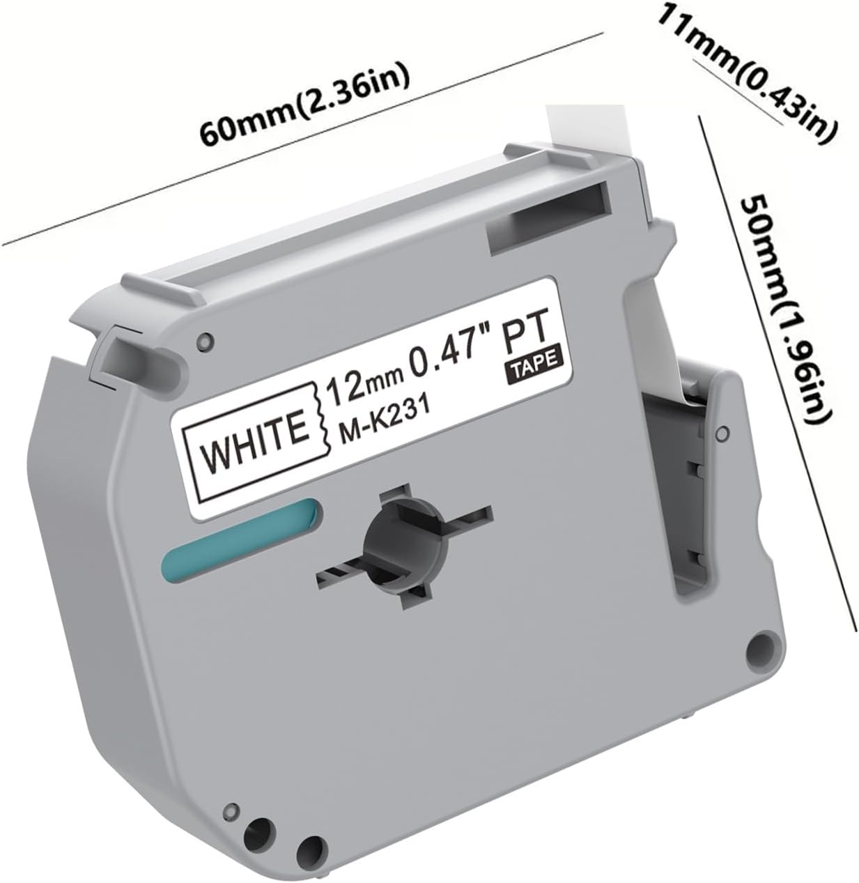 12Pack M-K231 Replacement for Brother M Tape 12mm 0.47'' White, M-K231s MK231s M231 Label Tape Replace for Brother PTouch PT-M95, PT-90, PT-70, PT-65, PT-60, PT-45 Label Maker Refills