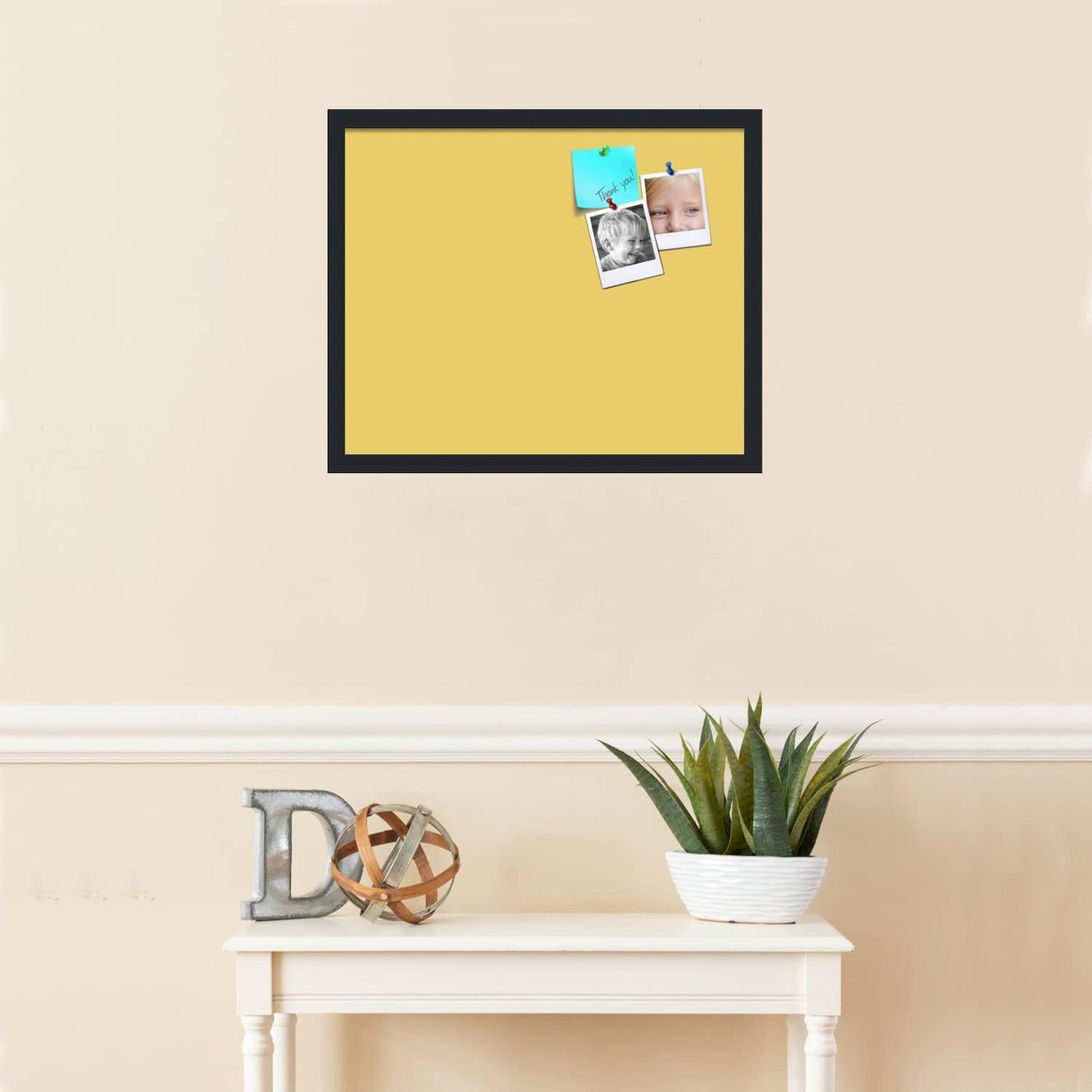 PinPix 22x18 Inch Cork Bulletin Board. This Decorative Framed Pin Board Comes with Honey Pastel Design and a Satin Black Frame. Ideal for Home Office Decor or Message Board (PinPix-1810)