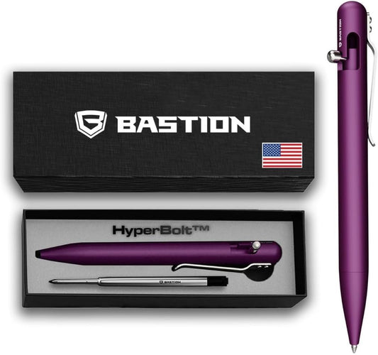 BASTION® Luxury Bolt Action Pen, Durable Professional Ballpoint Pen with Fine Tip, EDC Pen, Ink Refillable Pen for Birthday Gift, Travel Pen for School and Work
