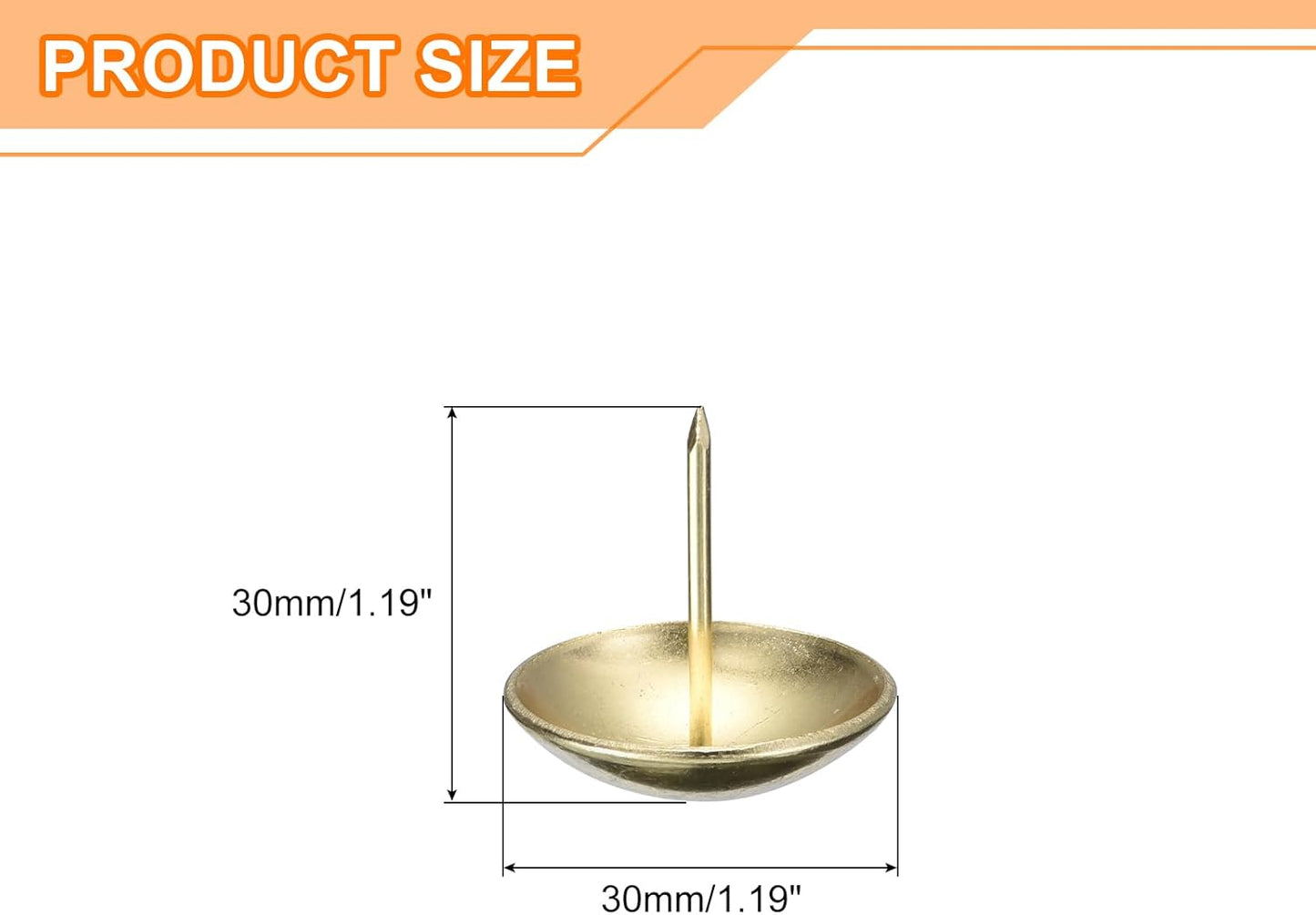 uxcell Upholstery Tacks Nail Pins Furniture, 30Pcs 30x30mm Thumb Tack Pins Assortment Kit Carbon Steel for Home Sofa DIY Decorative Nail Heads Nails, Gold