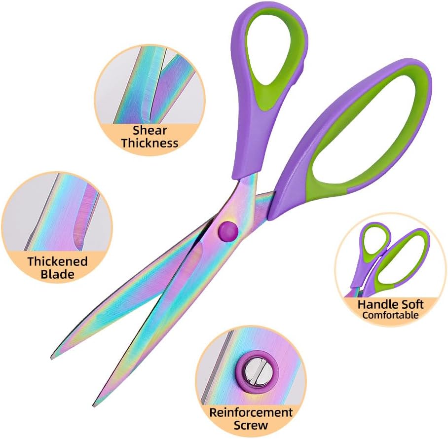 Titanium Coating Sewing Scissors Bundle, Professional Fabric Scissors Set, Ultra-Sharp Stainless Steel Blades, Ergonomic Handle, Great for Tailor, Embroidery, Craft, 9.1"/8.4"/5.5"/4.4"