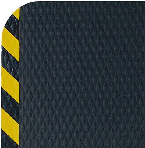 American Floor Mats Hog Heaven Premium 7/8" Black & Yellow Border 3' x 8' Nitrile Backed Anti-Fatigue Comfort Mat