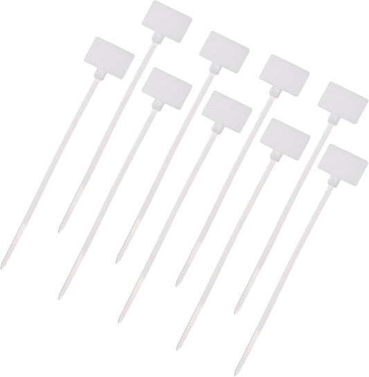 uxcell 100 Pcs Cable Label Marker Tags, Nylon Cable Zip Tie Tags 6.3 Inch Writable Self-Locking Wire Labels Zip Ties for Organization Marking, White
