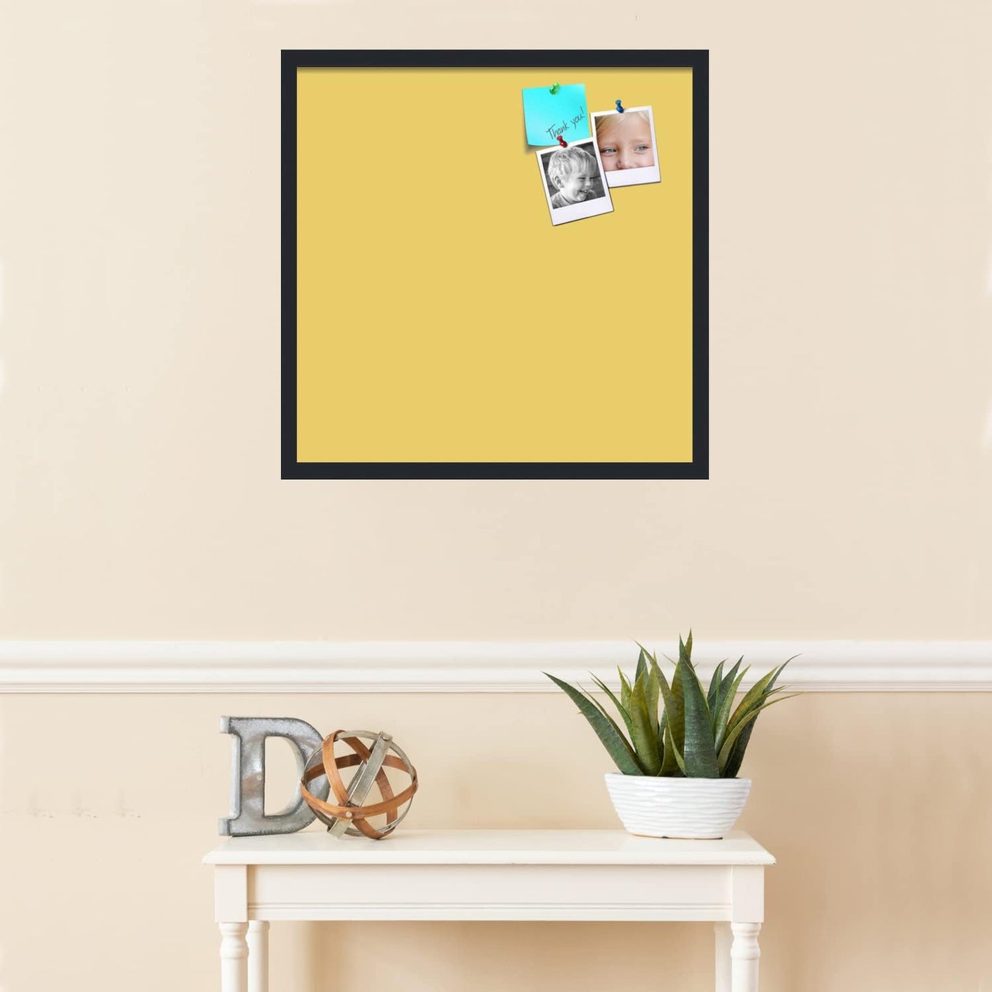 PinPix 24x24 Inch Cork Bulletin Board. This Decorative Framed Pin Board Comes with Honey Pastel Design and a Satin Black Frame. Ideal for Home Office Decor or Message Board (PinPix-1810)