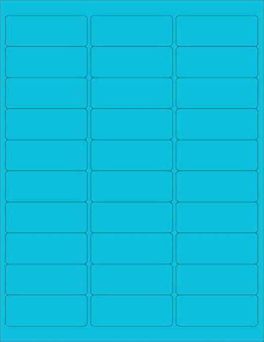 NextDayLabels - 8-1/2 x 11 Neon Color High Light Fluorescent Labels for Laser & Inkjet Printer (Blue Fluorescent, 1" x 2-5/8" - 30 Per Page | 3000 Labels)