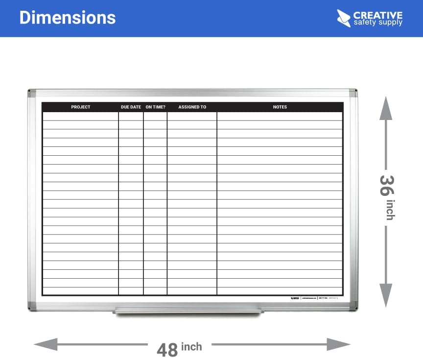Project Planning Dry-Erase Whiteboard 48" x 36"