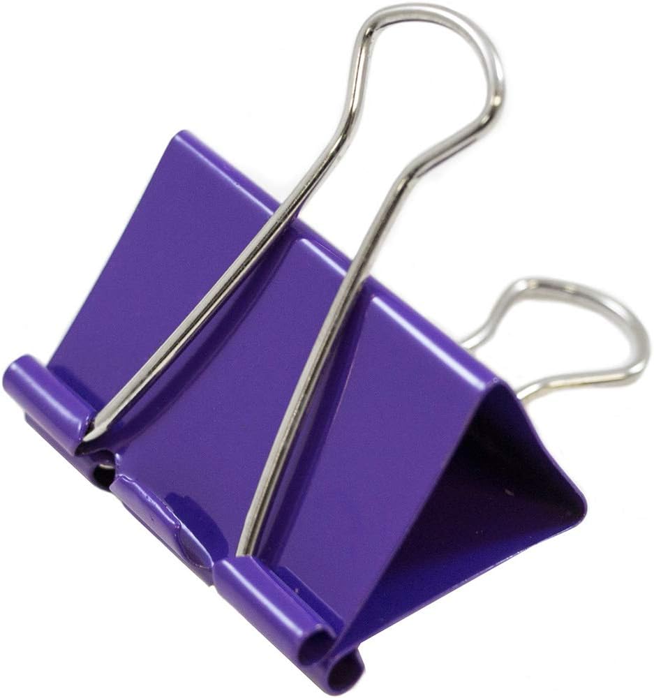 JAM PAPER Colorful Binder Clips - Large - 1 1/2 Inch (41 mm) - Purple Binderclips - 12/Pack