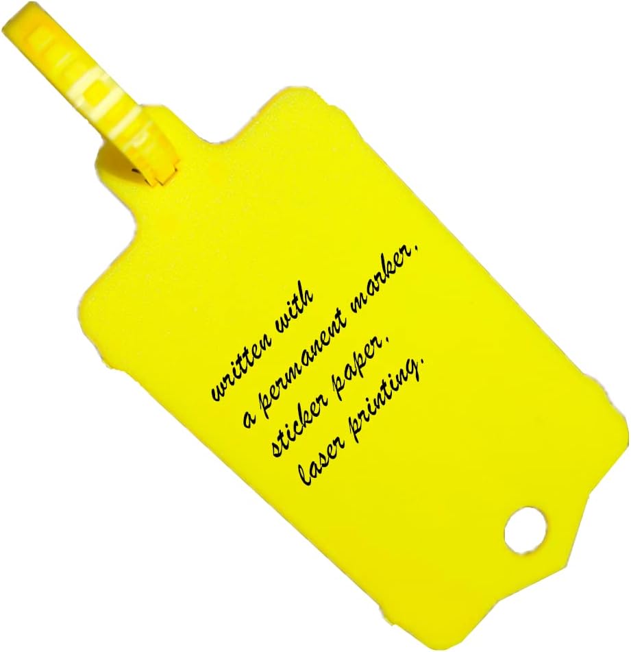 100pcs Reusable Blank Plastic Tags Ties Key Tags 1.45"*2.48" Serrated Tension Sealing Strap with Large Label Plastic Tie Mark Label Waterproof Hang Sign Write on Tag (Yellow, 100pcs)