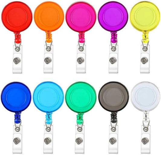JANYUN 10 Pcs Retractable Badge Reel, Multi Color ID Badge Holder Retractable Clip for Nurse Doctor Teachers Office Workers Hanging ID Card Name Key Chain