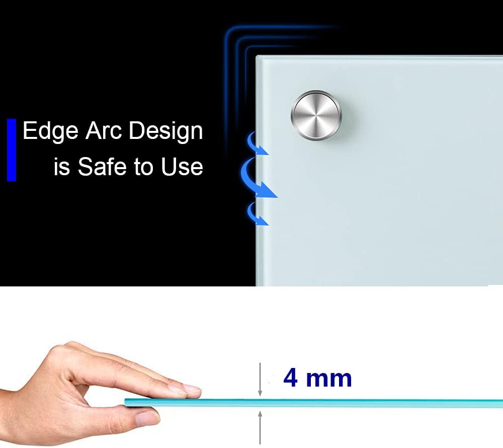 Glass Dry Erase Board - Large Magnetic Whiteboard with Frameless Mounting, Premium Tempered Glass Surface & Accessory Tray - Perfect for Office, Classroom, or Home (48" x 36")