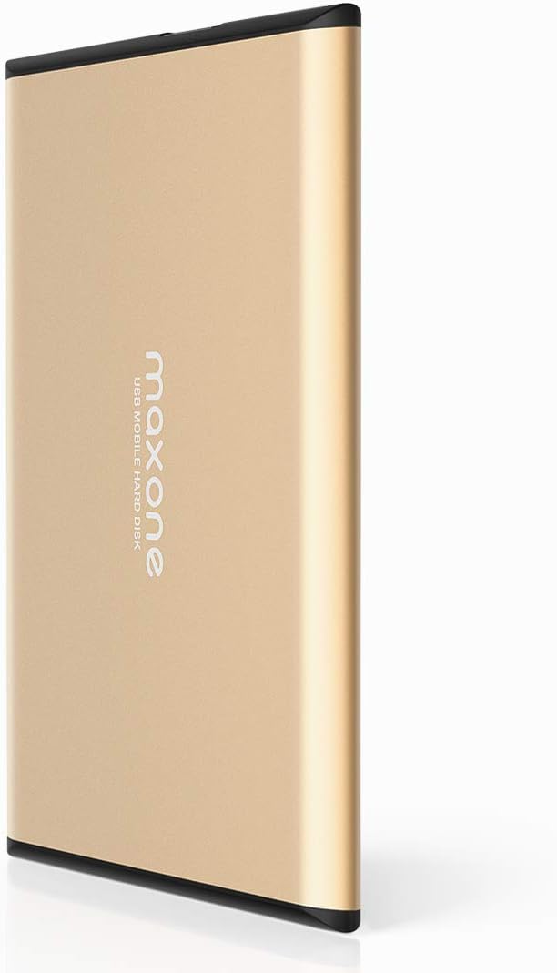 Maxone 250GB External Hard Drive Portable 2.5'' Ultra Slim HDD Storage USB 3.0 Compatible with PC, Laptop, Gold